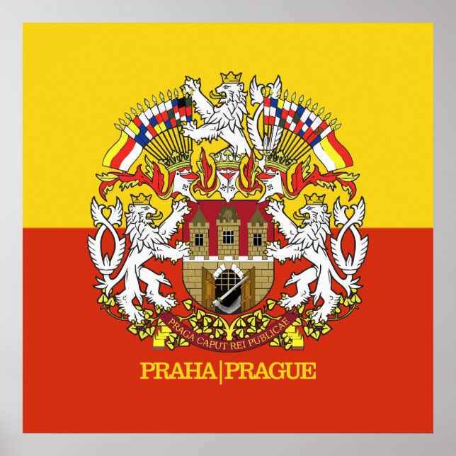 Praha (Prag), Flagga och COA-Poster Poster (Framsidan)