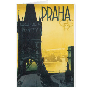 Praha vintage resoraffisch hälsningskort