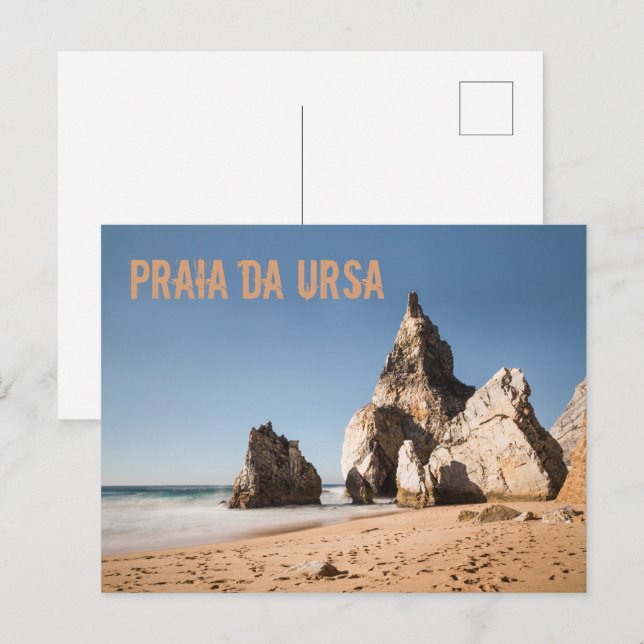 Praia da Ursa-stranden i Portugals gåva Helg Vykort (Fram/baksida)