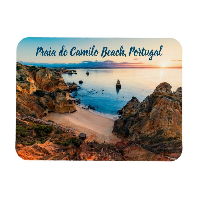Praia do Camilo Beach Portugal stilized Magnet (Horisontell)