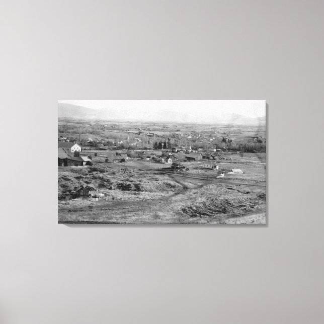 Prairie City, Oregon Birds Öga Town View Canvastryck (Framsida)