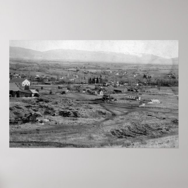 Prairie City, Oregon Birds Öga Town View Poster (Framsidan)