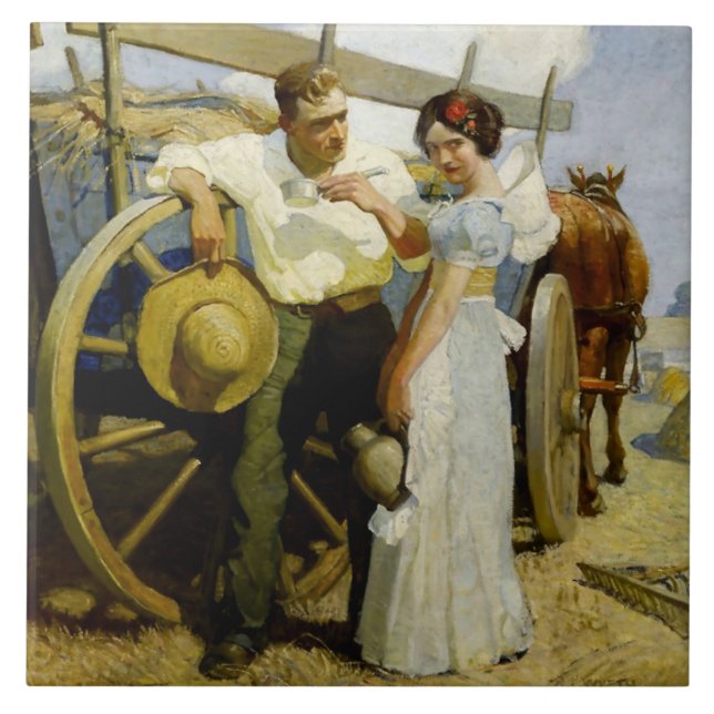 “Prairie Couple and Wagon” by NC Wyeth Kakelplatta (Framsidan)