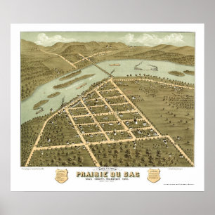 Prairie Du Sac, WI Panoramic Karta - 1870 Poster