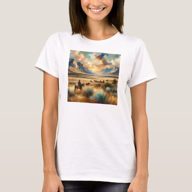 Prairie Dusk: Westerna kvinnokommittén T Shirt (Framsida)