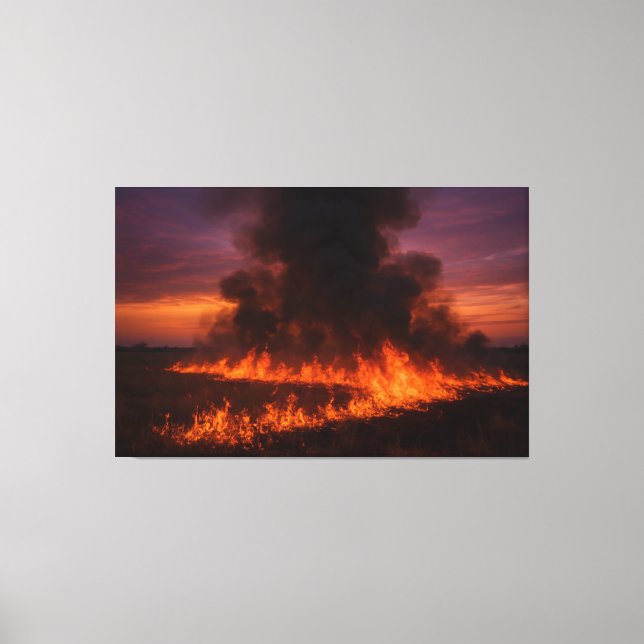 Prairie Fire Dramatic Texas Landscape Print Canvastryck (Framsida)