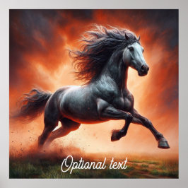 Prairie Fire och Grått Horse Poster