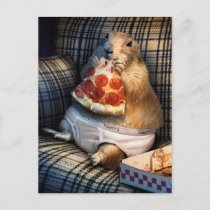 Prairie Hund Eating Pizza Inbjudan Vykort
