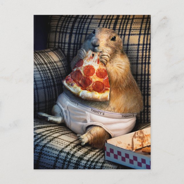 Prairie Hund Eating Pizza Inbjudan Vykort (Framsida)