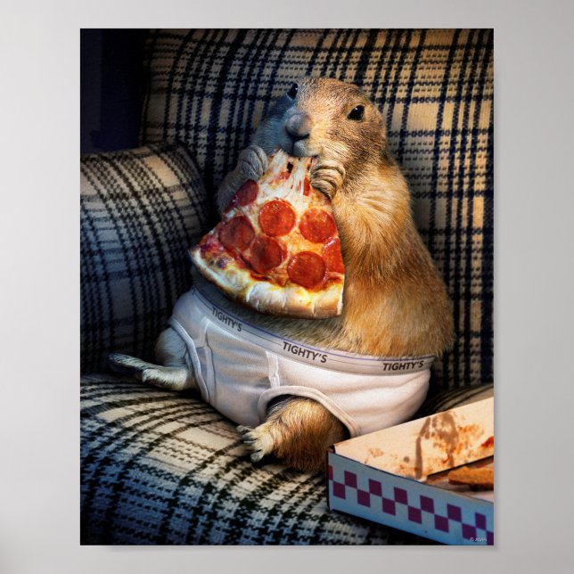 Prairie Hund Eating Pizza Poster (Framsidan)