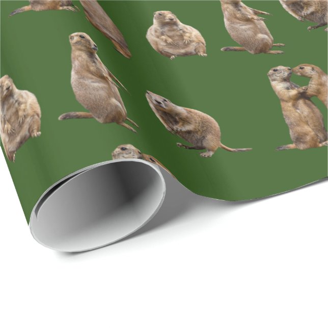 Prairie Hund Frenzy Wrapping Papper (Mörk grönt) Presentpapper (Rullad Hörn)
