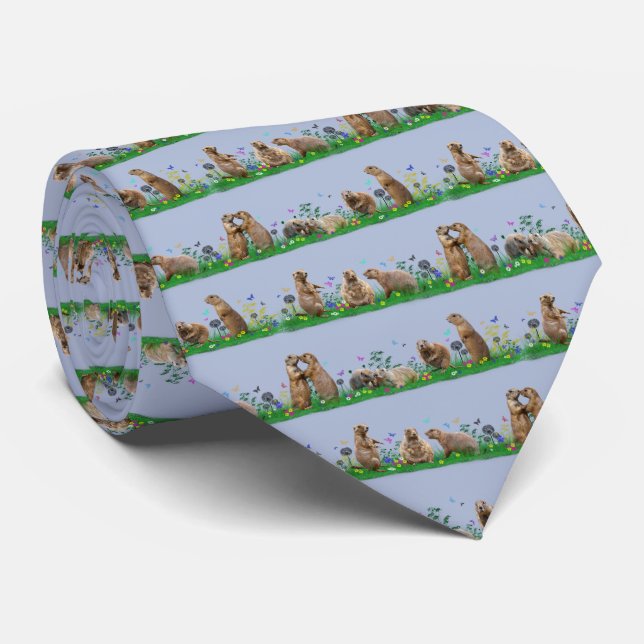 Prairie Hund Meadow Tie (ljusblå) Slips (Rullad)