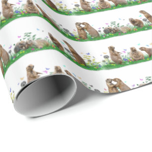 Prairie Hund Meadow Wrapping Papper (välj färg) Presentpapper