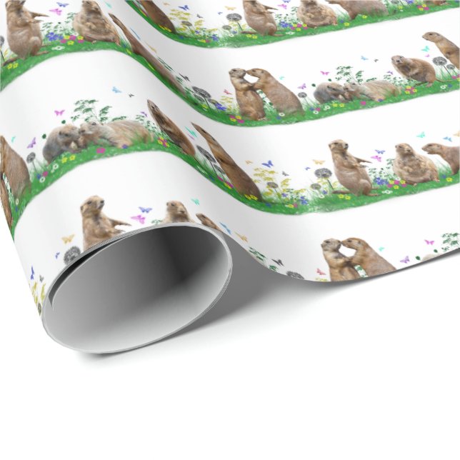 Prairie Hund Meadow Wrapping Papper (välj färg) Presentpapper (Rullad Hörn)
