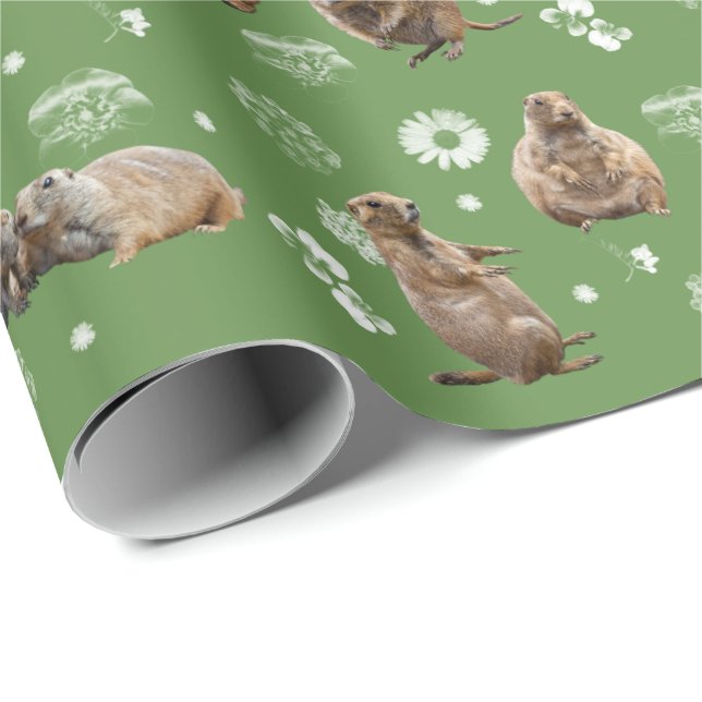 Prairie Hund Party Wrapping Papper (Grönt) Presentpapper (Rullad Hörn)