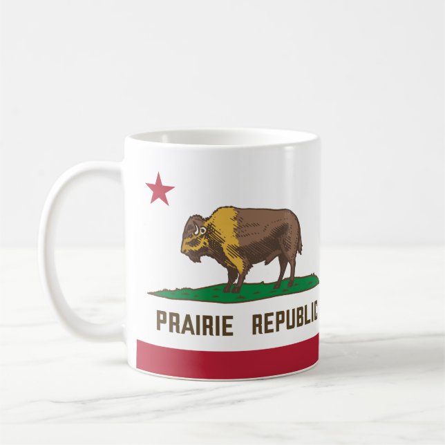 Prairie Republic Bison Flagga Underbar Plains Kaffemugg (Vänster)