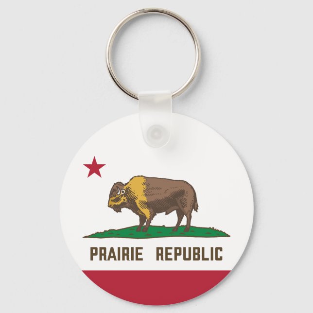 Prairie Republic Bison Flagga Underbar Plains Nyckelring (Framsida)