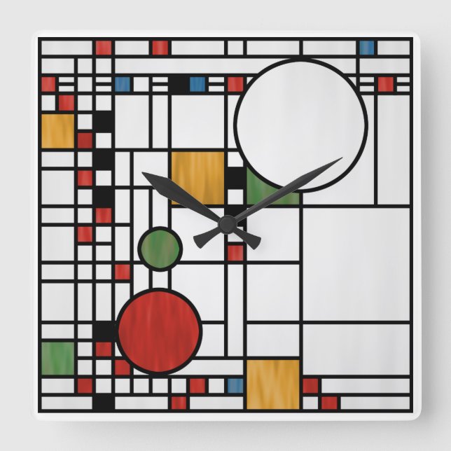 Prairie School Stil Tolkning nr 5 Fyrkantig Klocka (Framsida)