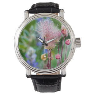 Prairie Smoke Wildblommor i Aspen Grove 2 Armbandsur
