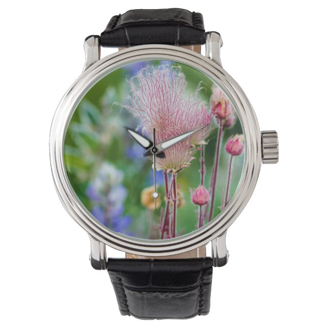 Prairie Smoke Wildblommor i Aspen Grove 2 Armbandsur (Framsida)