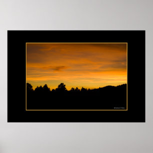 Prairie Sunset Treeline Silhouette Photograph Poster