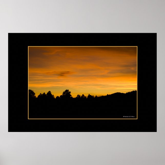 Prairie Sunset Treeline Silhouette Photograph Poster (Framsidan)