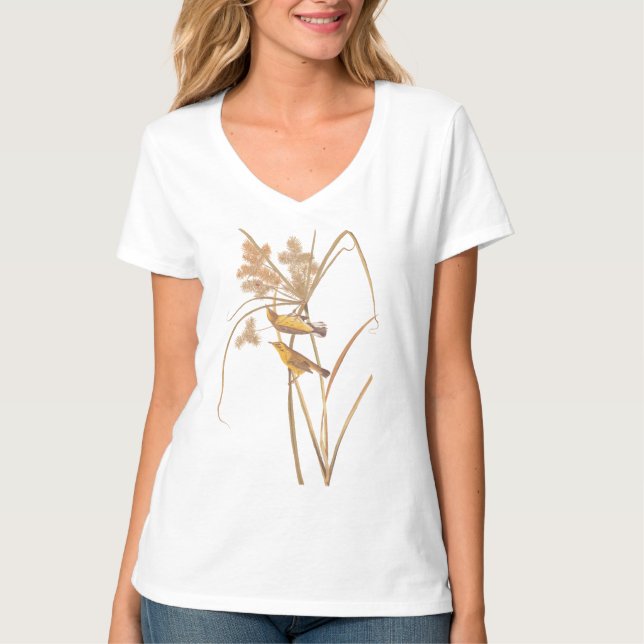 Prairie Warbler Audubon Gult Bird T Shirt (Framsida)