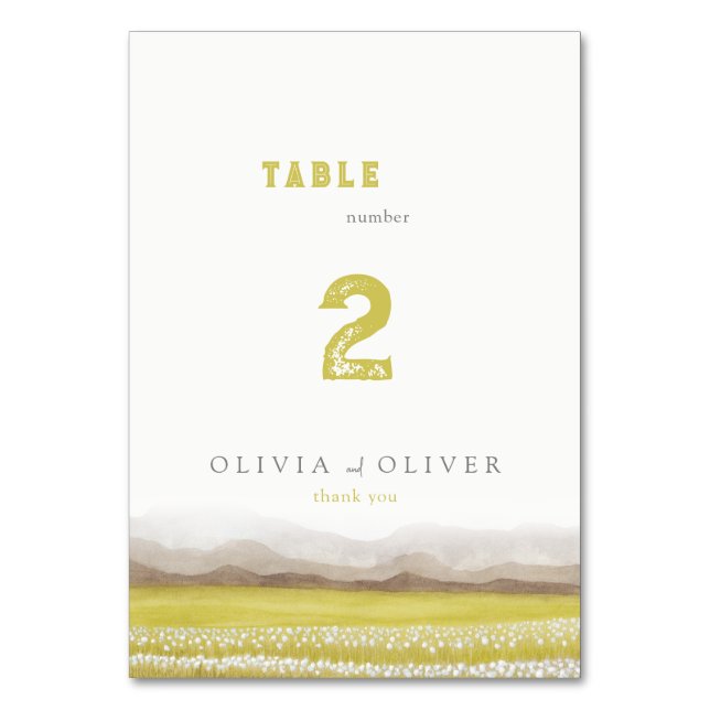 Prairies i Bloom Bröllop Bordsnummer (Framsidan)