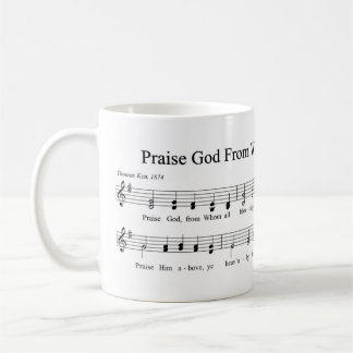 PRAISE GOD FRÅN VILKEN ALLA BLESSINGAR FLÖR Sång Kaffemugg