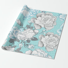 PRAKTBLÅ OCH GRÅ BLOMMOR PRESENTPAPPER