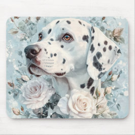 PRAKTBLÅ OCH VITA BLOMMOR MED DALMATINERHUND MUSMATTA