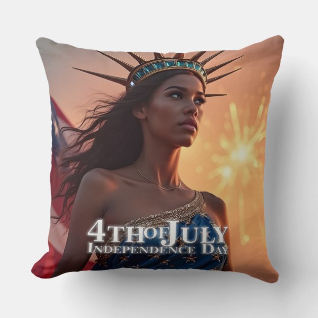 Praktfull 4:e juli-design - Fyrverkerier och frihe Kudde (Framsida)