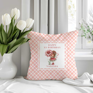 Praktfull Ängelflicka Blush Blommig Födelsedags Ku Kudde