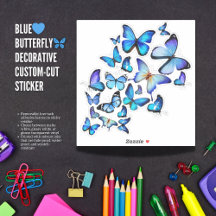 Praktfull blå fjäril dekorativ dekal ark