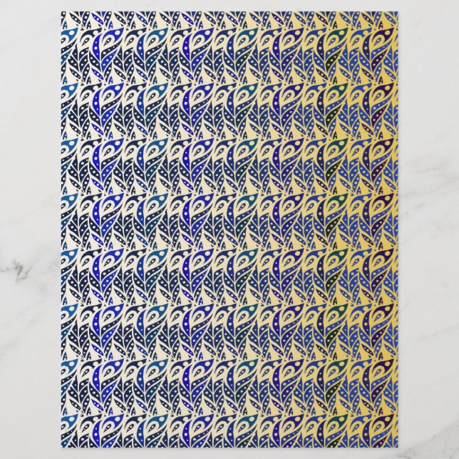 Praktfull blå och gul påfågelsfjädermönster (Framsida)