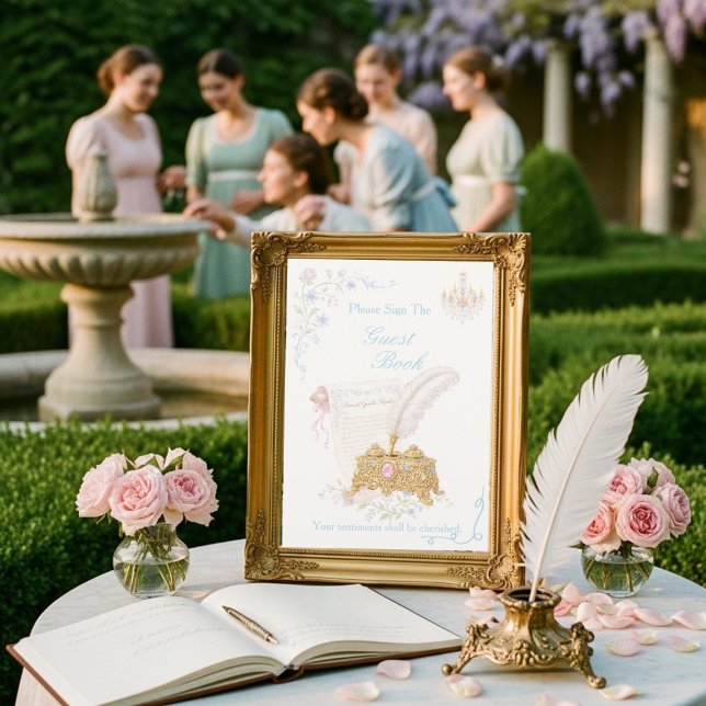 Praktfull blomdekorerad gästbok från Regency-eran  Inbjudningar (Fancy Floral Regency Era Guest Book Sign)