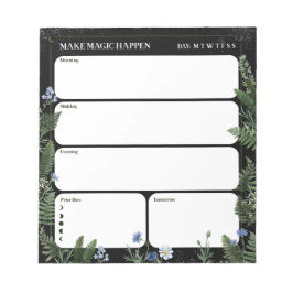 Praktfull blommig dagbok för daglig planering anteckningsblock