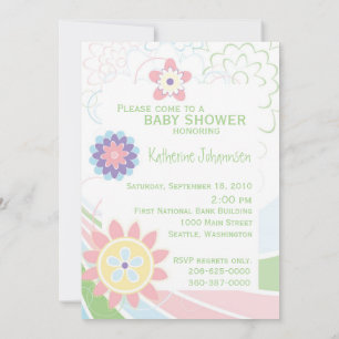 Praktfull blomstergrej för Pastellfärgad Baby Show Inbjudningar
