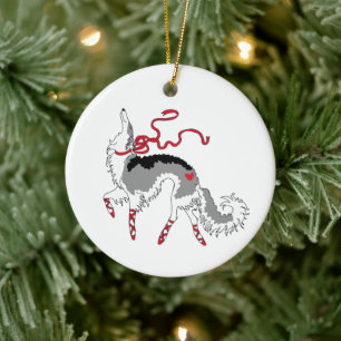 Praktfull Borzoi-julgranskula Julgransprydnad Keramik