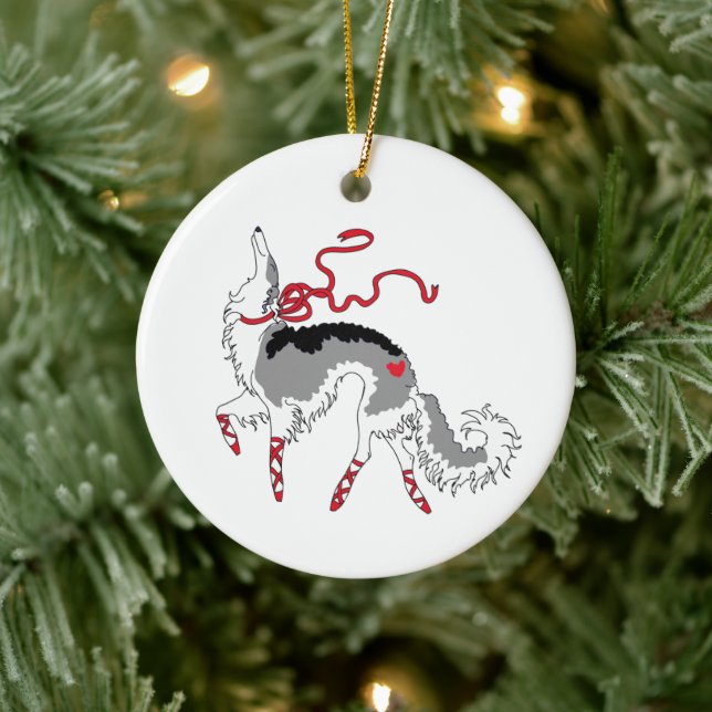 Praktfull Borzoi-julgranskula Julgransprydnad Keramik (Träd)