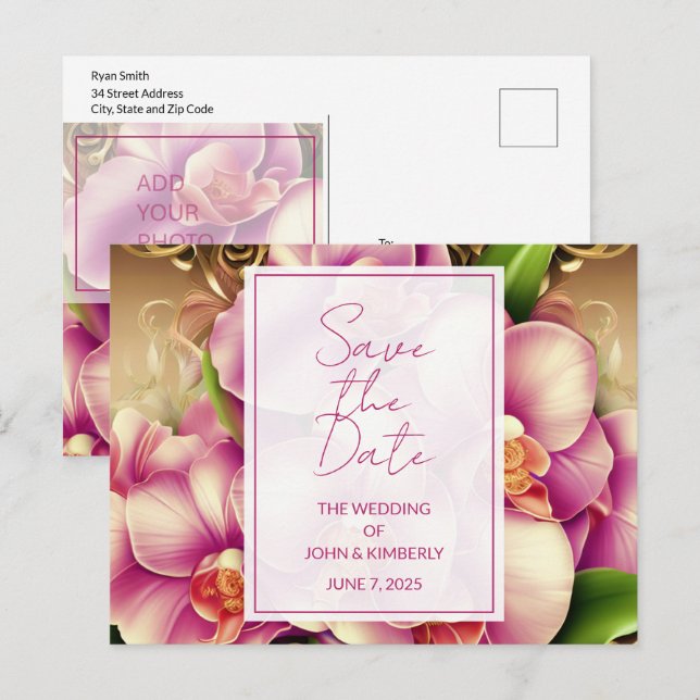 Praktfull Bröllopsfoto QR-kod Meddelande Postkort (Fram/baksida)