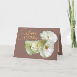Praktfull Chic Vit Ros Blommig Bukett Födelsedag Kort