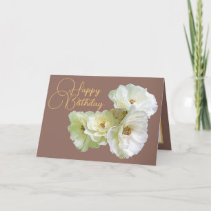 Praktfull Chic Vit Ros Blommig Bukett Födelsedag Kort