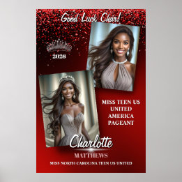 Praktfull dörrplanschen röd glamour gnistrande skö poster
