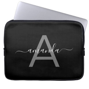 Praktfull Elegant Lägg till Ditt Namn & Monogram S Laptop Fodral