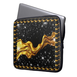 Praktfull Galax Flytande Guld Svart Monokrom Achem Laptop Fodral