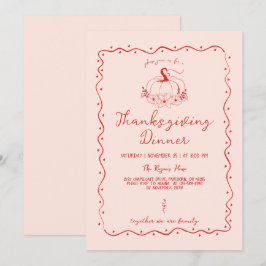 Praktfull Klotter Handritad Pumpa Thanksgiving Inbjudningar
