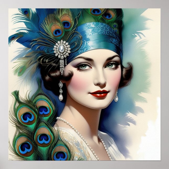Praktfull kvinna från de roande tjugotalet poster (Framsidan)