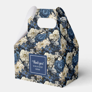 Praktfull marinblå blommor anpassat namn presentas presentaskar
