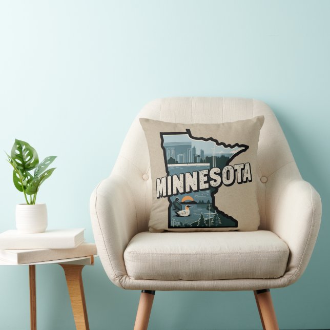 Praktfull Minnesota Retro Stats Siluett Kudde (Stol)